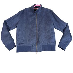 Rodd & Gunn Cascades Bomber Jacket Mens Medium Blue Relaxed Fit Stand Up Collar